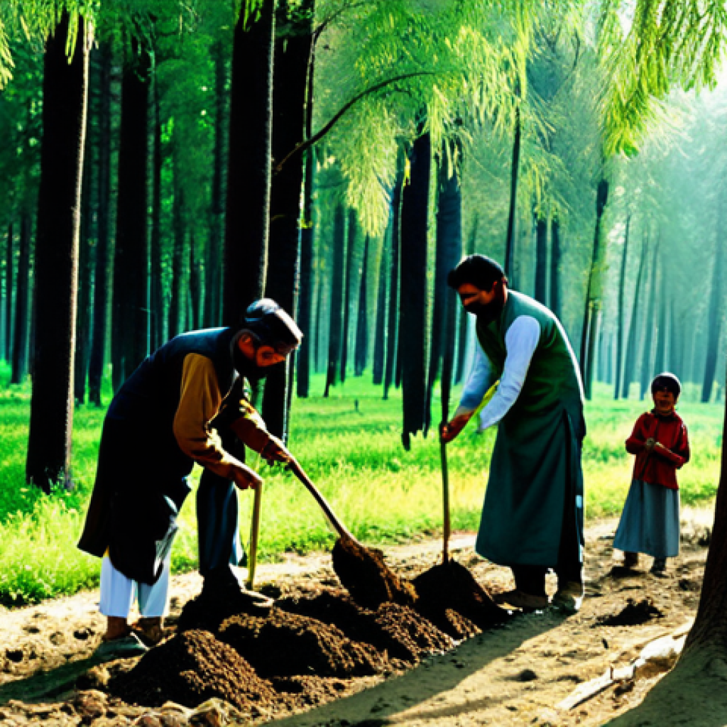 Forest Conservation**

"A fully clothed Pakistani family planting saplings in a lush, green forest in northern Pakistan. The scene is bathed in warm sunlight.  They are wearing traditional, modest clothing. The background shows healthy trees and diverse plant life.  Perfect anatomy, correct proportions, natural pose, professional photography, high quality, safe for work, appropriate content, fully clothed, family-friendly, professional."

**