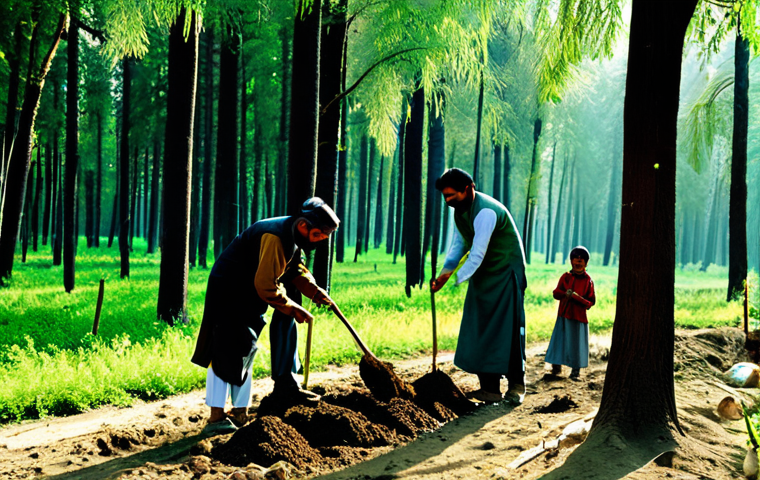 Forest Conservation**

"A fully clothed Pakistani family planting saplings in a lush, green forest in northern Pakistan. The scene is bathed in warm sunlight.  They are wearing traditional, modest clothing. The background shows healthy trees and diverse plant life.  Perfect anatomy, correct proportions, natural pose, professional photography, high quality, safe for work, appropriate content, fully clothed, family-friendly, professional."

**