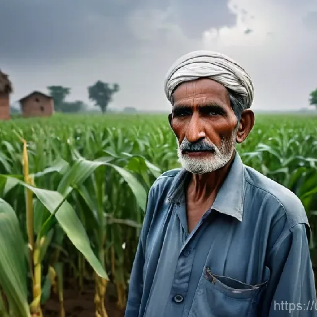기후 변화와 농업 - **Prompt 1: The Weight of Changing Seasons**
    "A photorealistic image capturing an elderly Pakist...