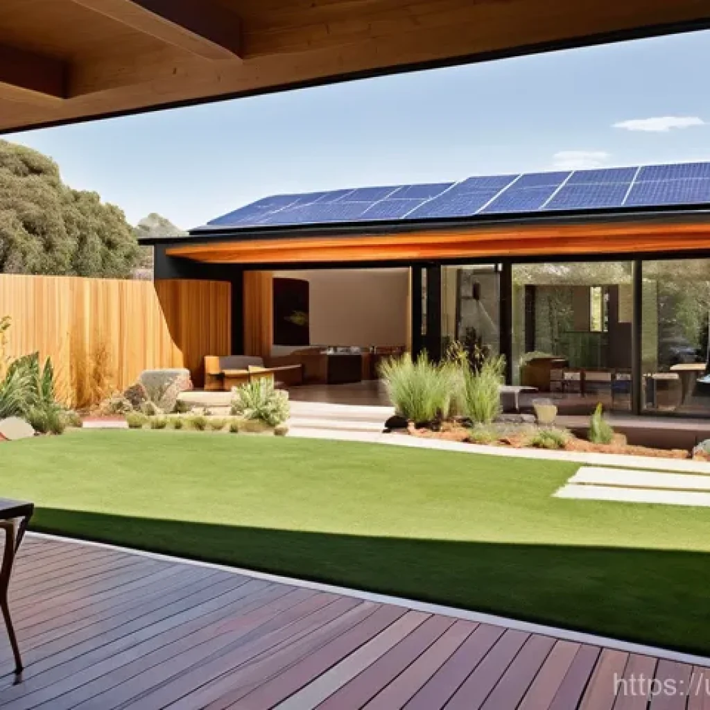 에코하우스 설계 - **Prompt:** "An exterior view of a modern, sustainable home, designed with natural light in mind. Th...