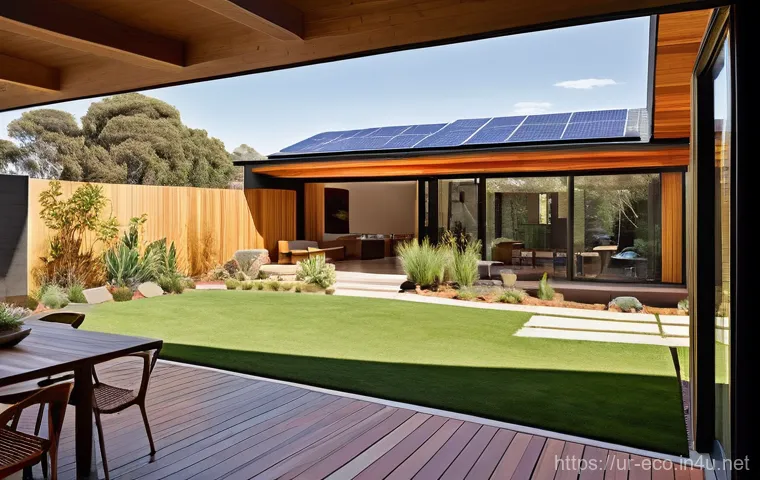 에코하우스 설계 - **Prompt:** "An exterior view of a modern, sustainable home, designed with natural light in mind. Th...