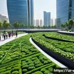 미래 환경 시뮬레이션 - **A Futuristic Green City Powered by Environmental Simulation:**
    "A vibrant, futuristic cityscap...