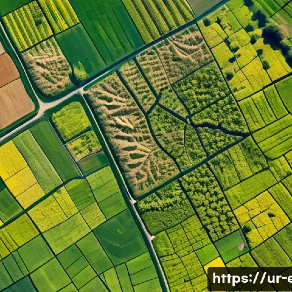 위성 데이터 활용 - A detailed satellite view of diverse agricultural fields in rural Pakistan during early spring, show...