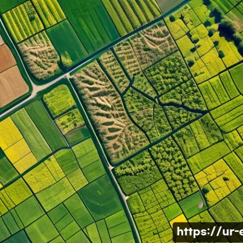 위성 데이터 활용 - A detailed satellite view of diverse agricultural fields in rural Pakistan during early spring, show...