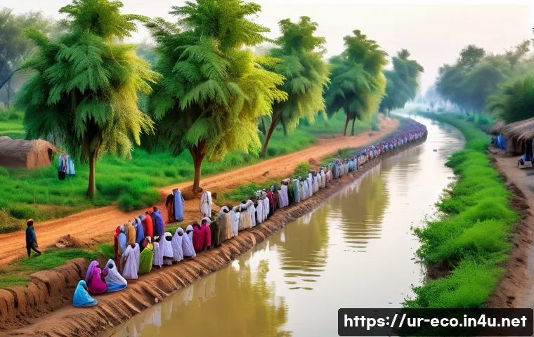 환경 윤리와 정책 - A vibrant and detailed scene of a community tree-planting event in a traditional Pakistani village s...