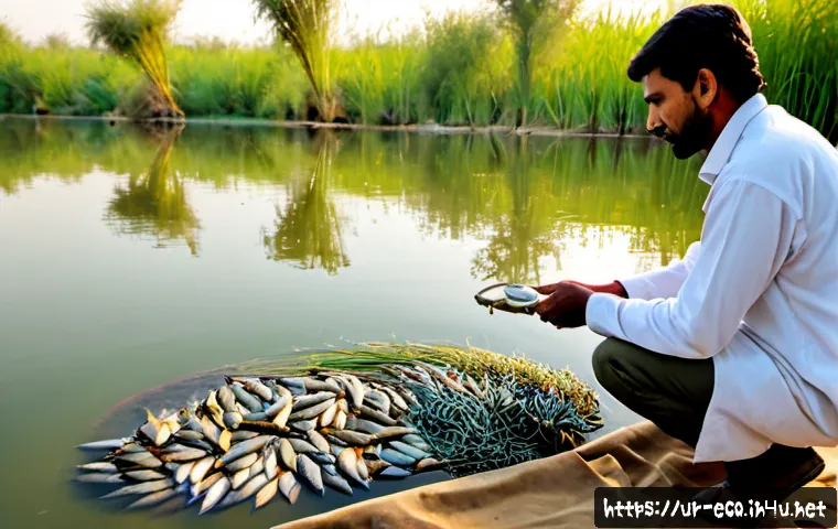 어류 생태 연구 - Photorealistic freshwater fish ecology field study in Pakistan, a South Asian marine biologist in mo...